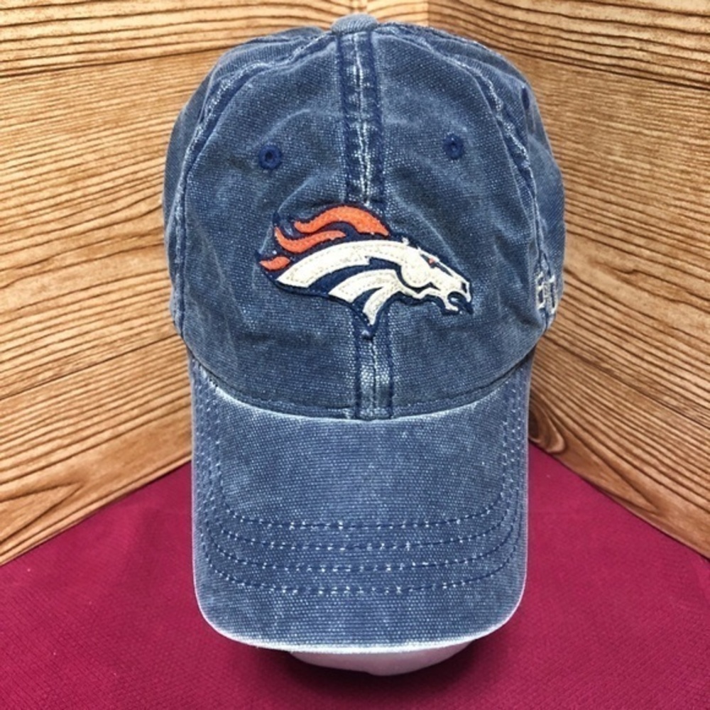 💫NFL Denver Broncos Football Distressed Blue Fitted Cap Camo under bill